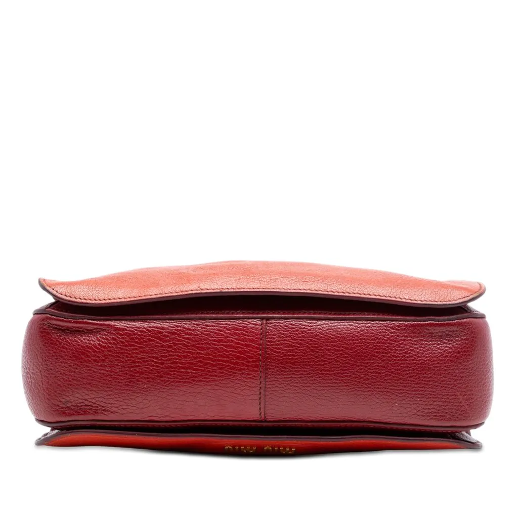 Miu Miu Bicolor Goatskin Madras Satchel Orange Leather Very good - Inside View