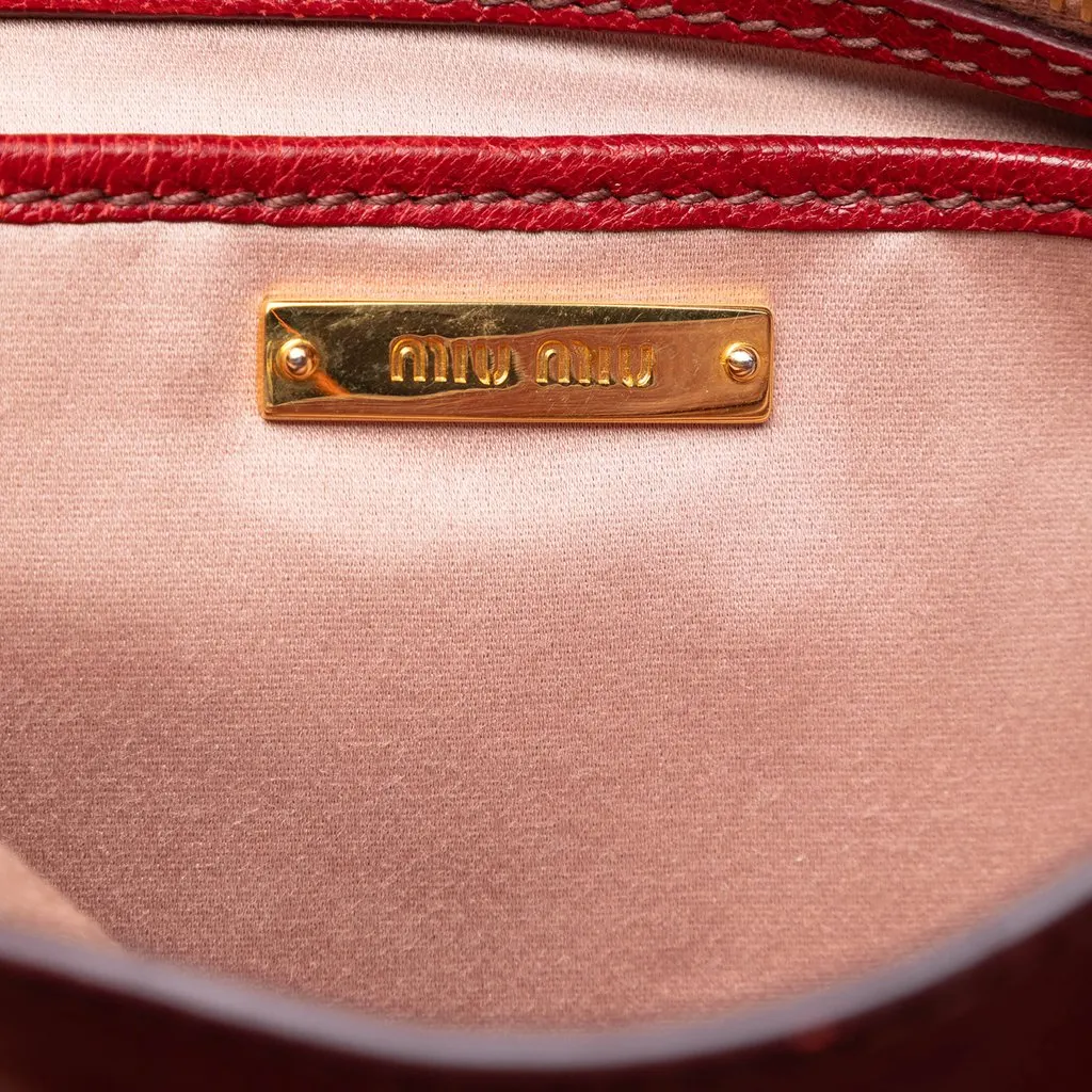 Miu Miu Bicolor Goatskin Madras Satchel Orange Leather Very good - Box View