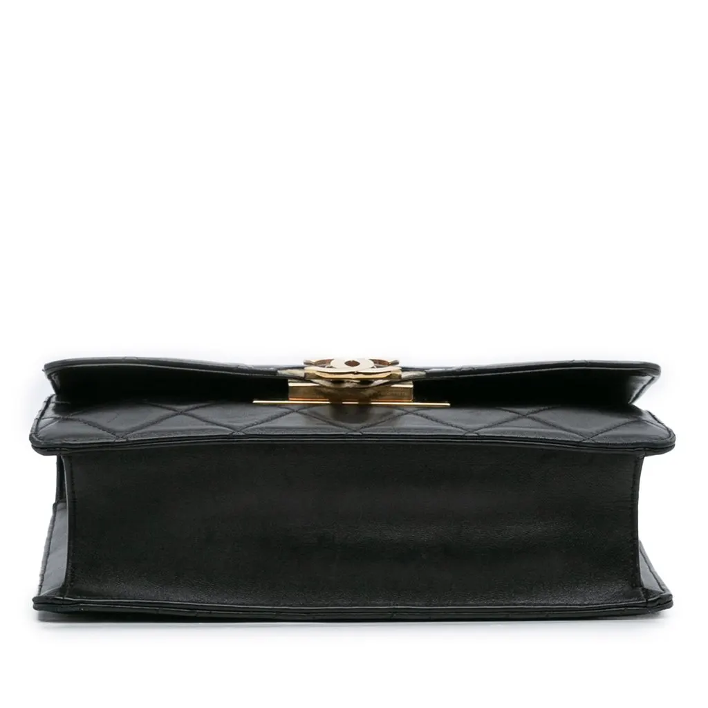 Chanel Quilted Lambskin Golden Class Flap Black Leather Good - Inside View