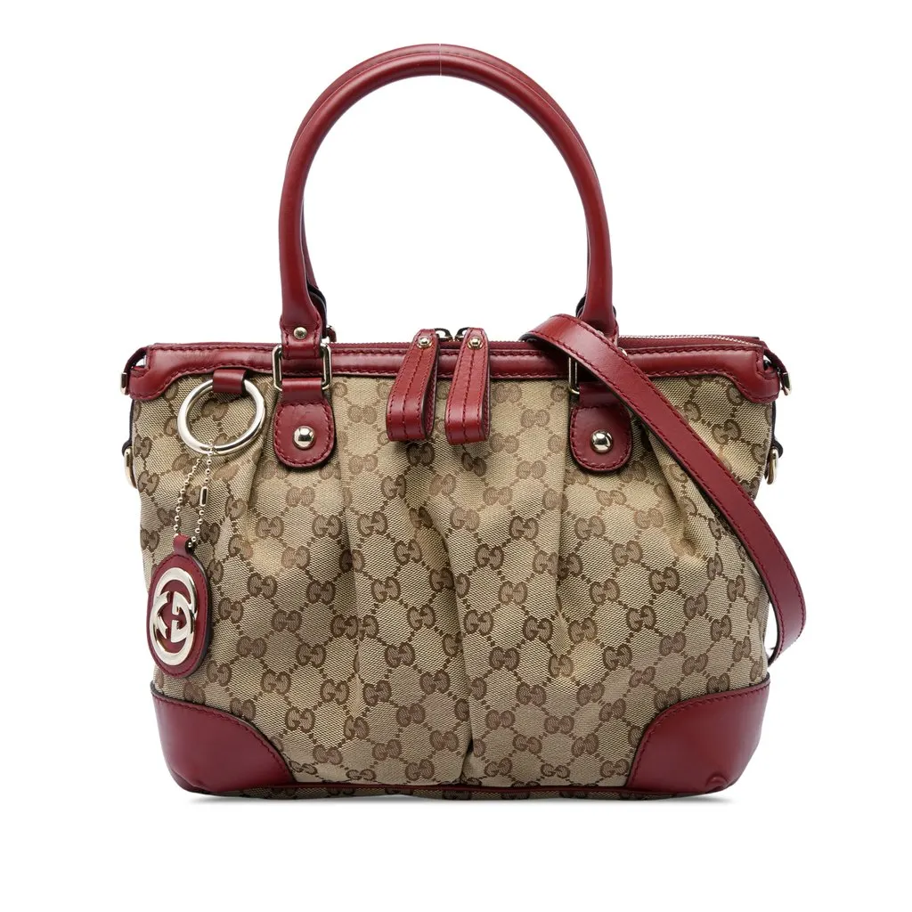 Gucci GG Canvas Sukey Satchel Beige Very good - Front View