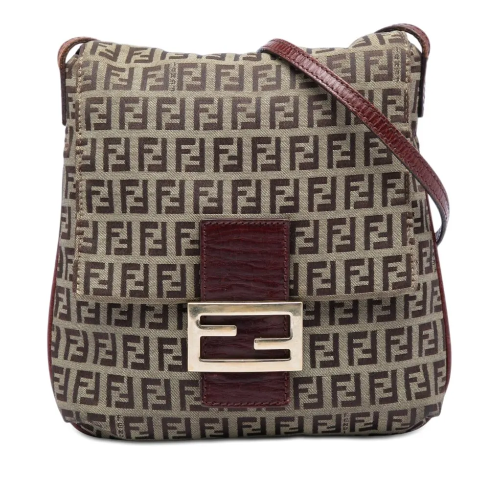 Fendi Zucchino Canvas Crossbody Brown Canvas Very good - Front View
