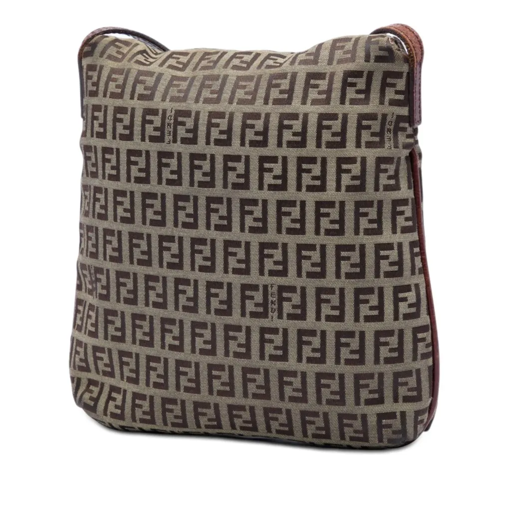 Fendi Zucchino Canvas Crossbody Brown Canvas Very good - Back View