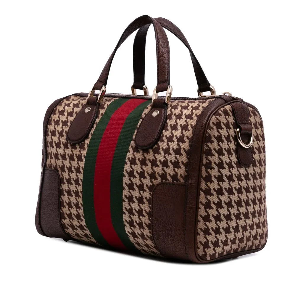 Gucci Cotton Seventies Web Boston Bag Brown Very good - Back View