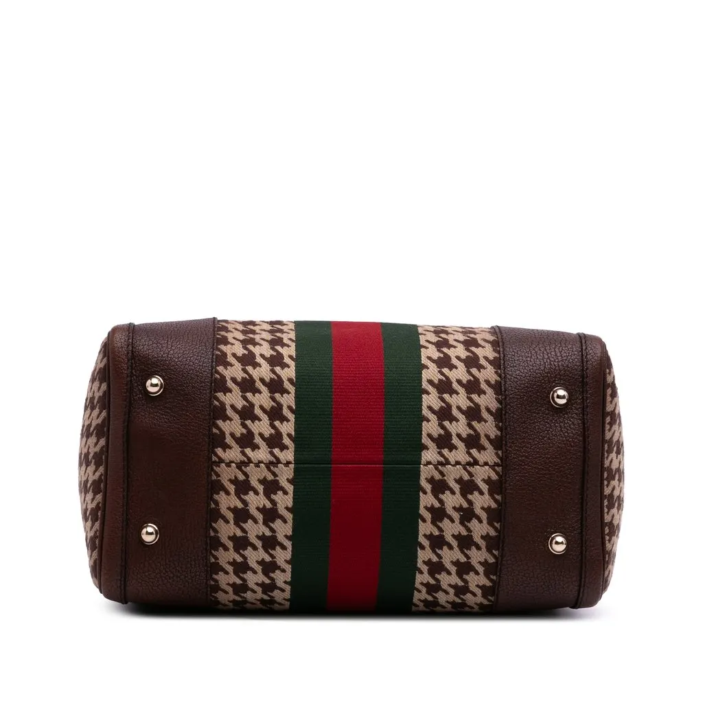 Gucci Cotton Seventies Web Boston Bag Brown Very good - Inside View