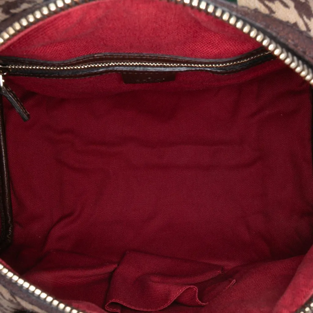 Gucci Cotton Seventies Web Boston Bag Brown Very good - Model View