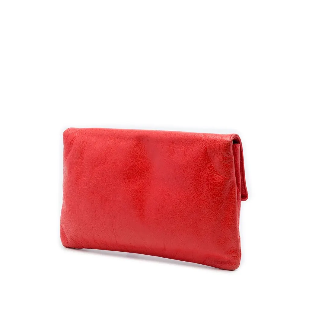 Balenciaga Lambskin Motocross Giant 12 Envelope Clutch Red Leather Good - Back View