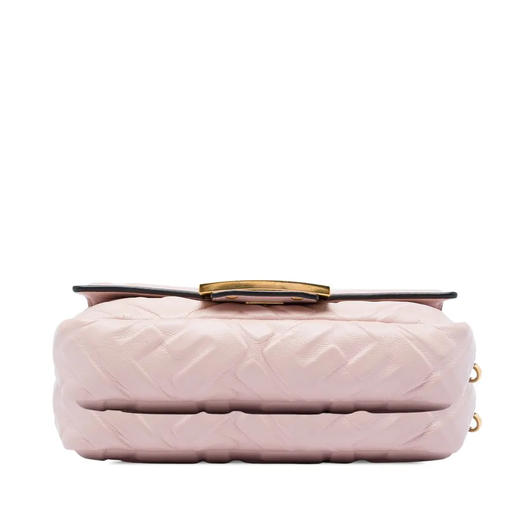 Fendi Mini Zucca Embossed Leather Baguette Satchel Pink Leather Very good - Inside View