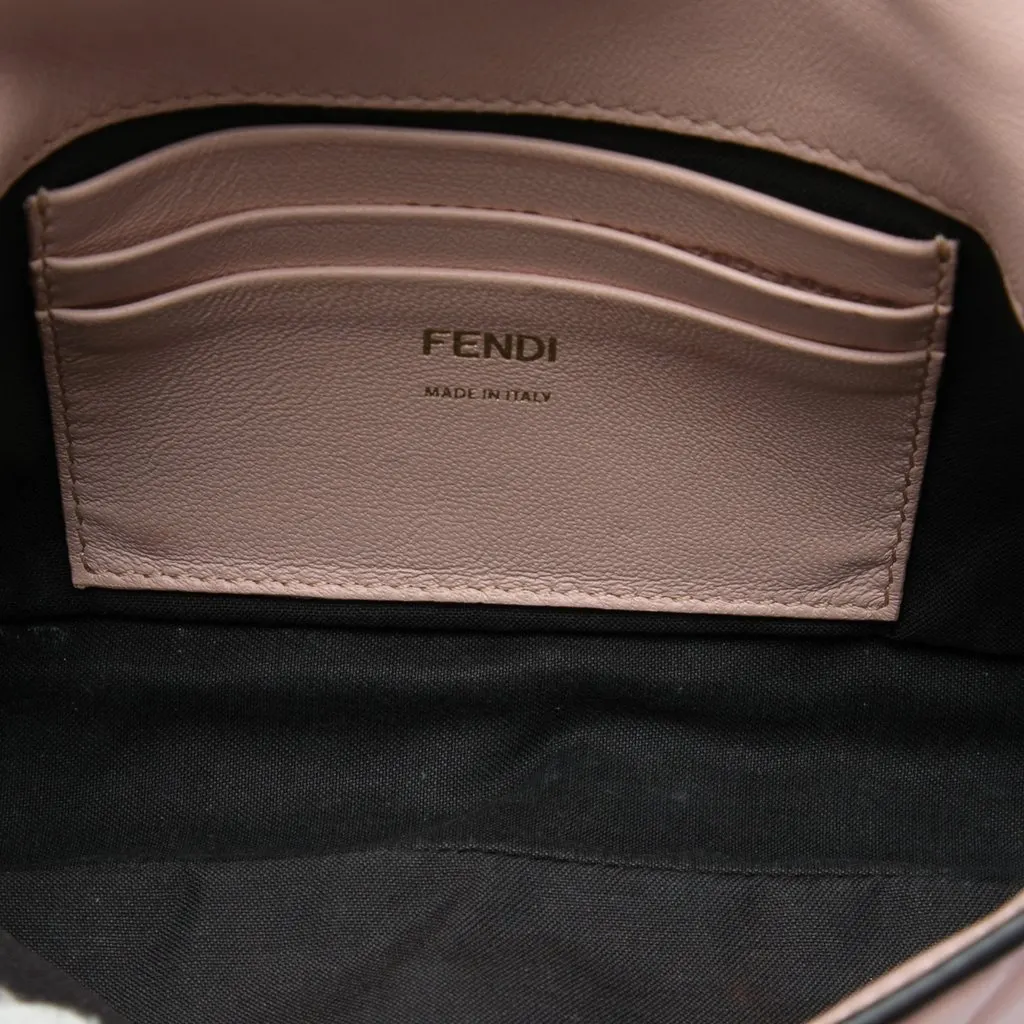 Fendi Mini Zucca Embossed Leather Baguette Satchel Pink Leather Very good - Model View