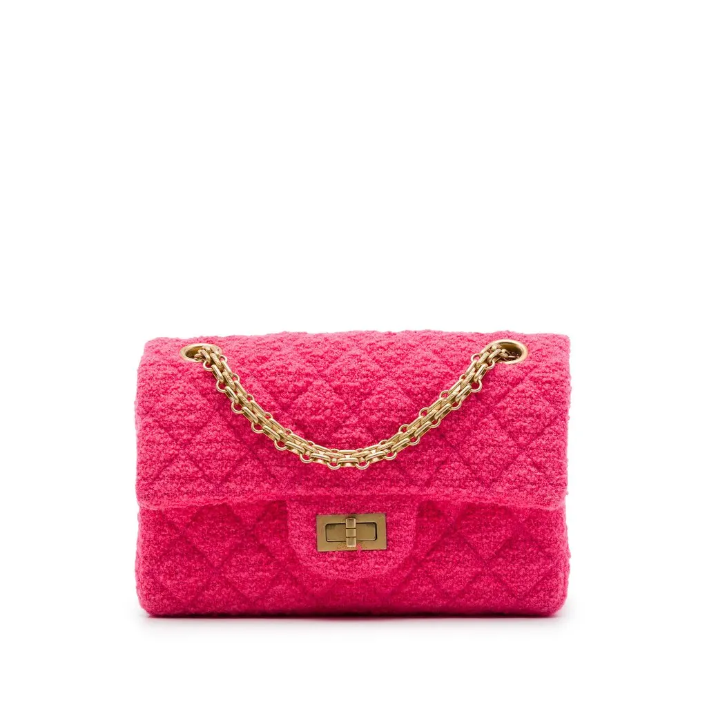 Chanel Mini Quilted Tweed Reissue 2.55 Single Flap 224 Pink Tweed Very good - Front View