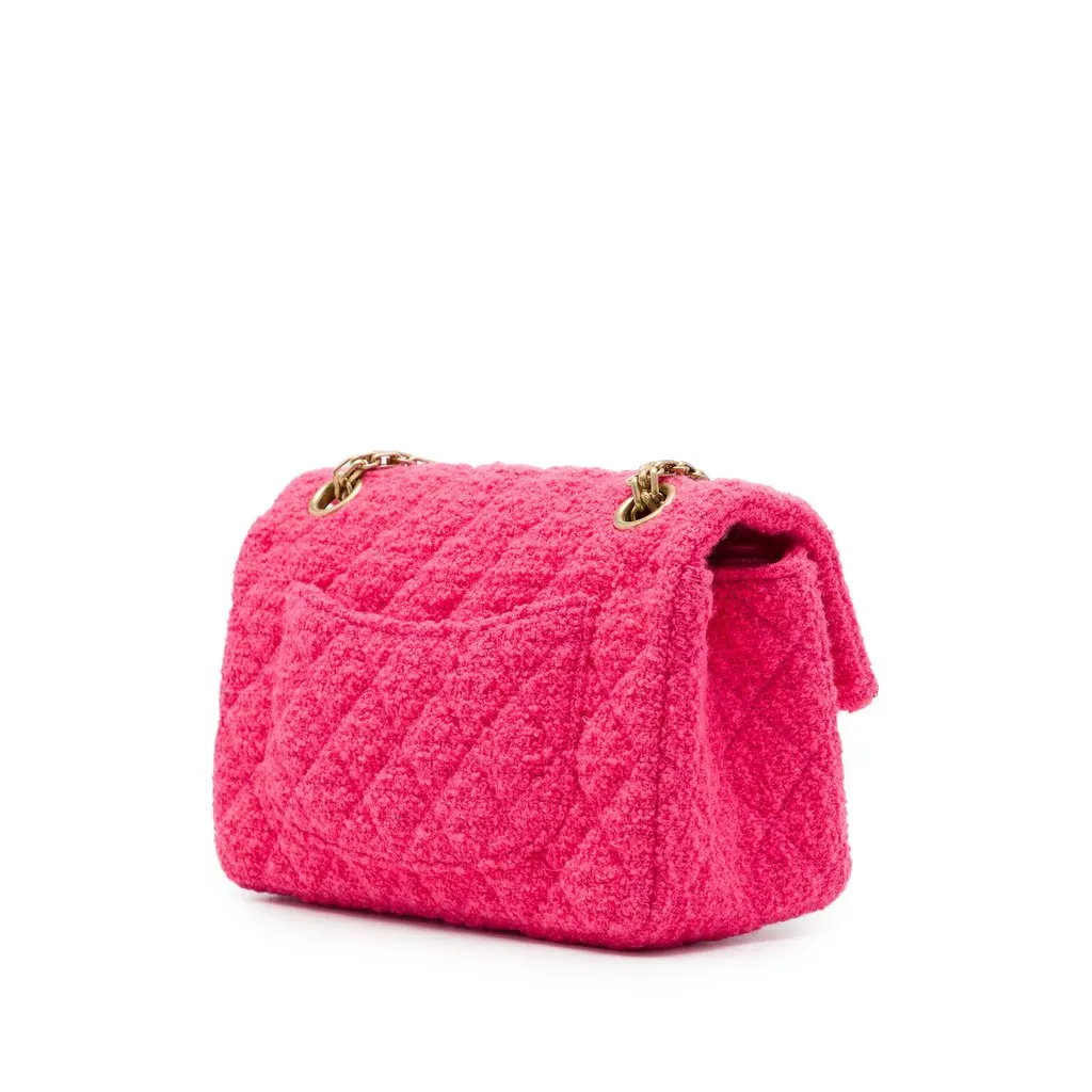 Chanel Mini Quilted Tweed Reissue 2.55 Single Flap 224 Pink Tweed Very good - Back View