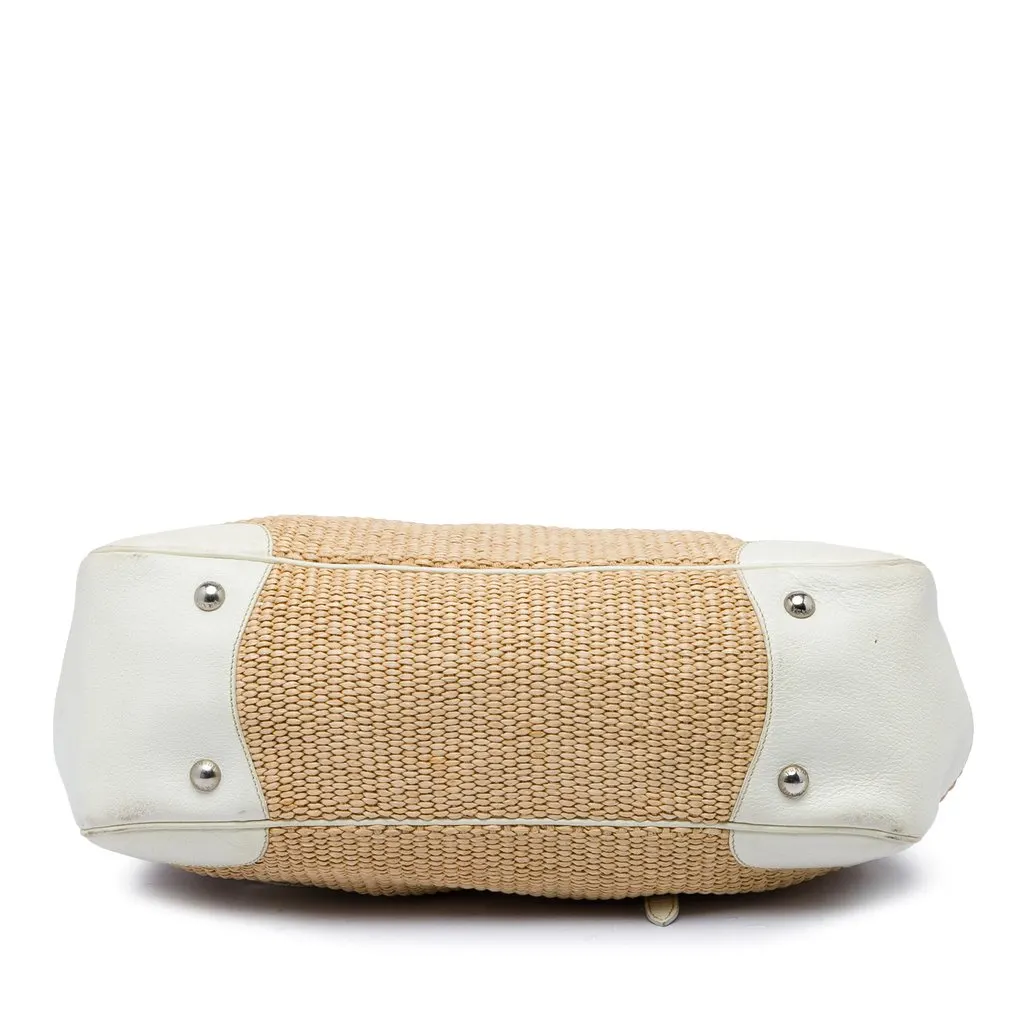 Prada Raffia Shoulder Bag Beige Rattan Good - Inside View