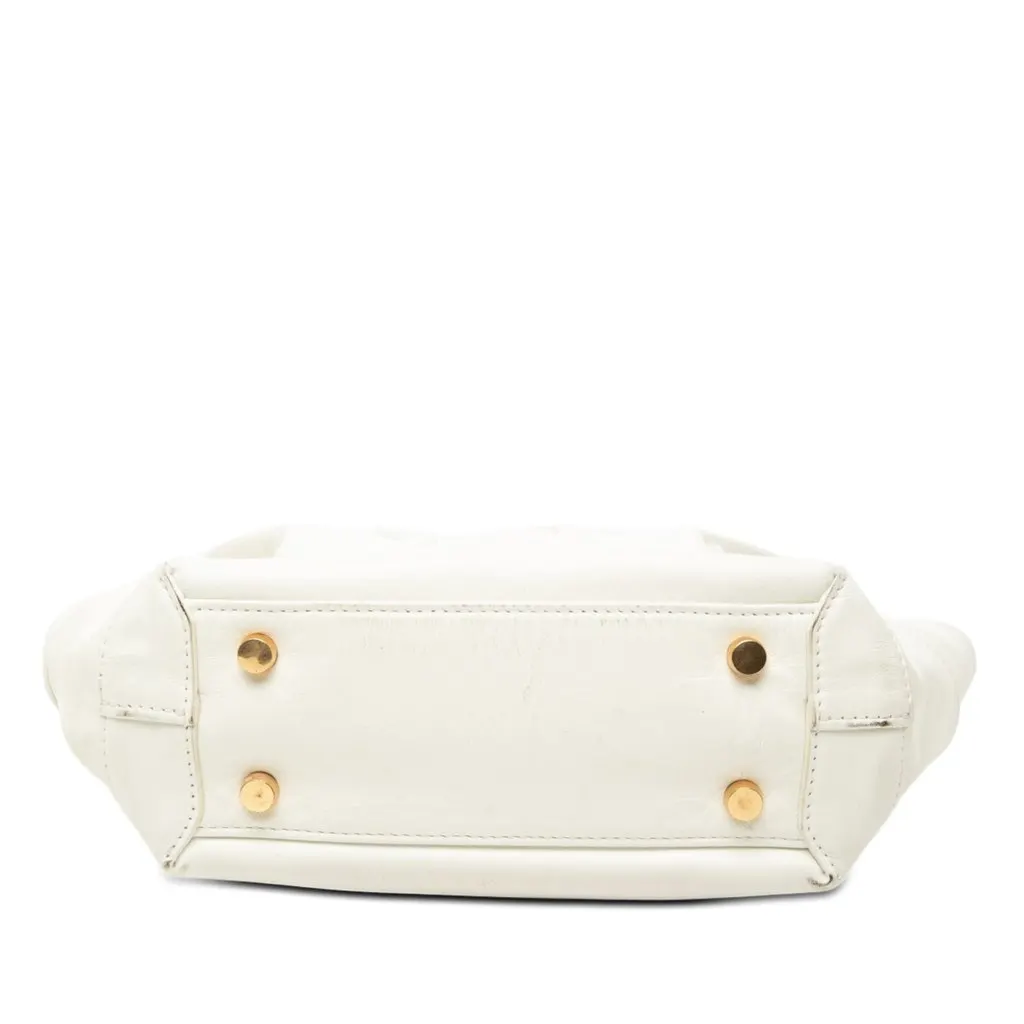 Bottega Veneta Mini Calfskin Maxi Intrecciato Arco Slouch Satchel White Leather Good - Inside View