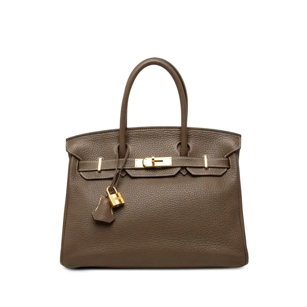 Hermès Clemence Birkin Retourne 30 Brown Leather Good - Front View