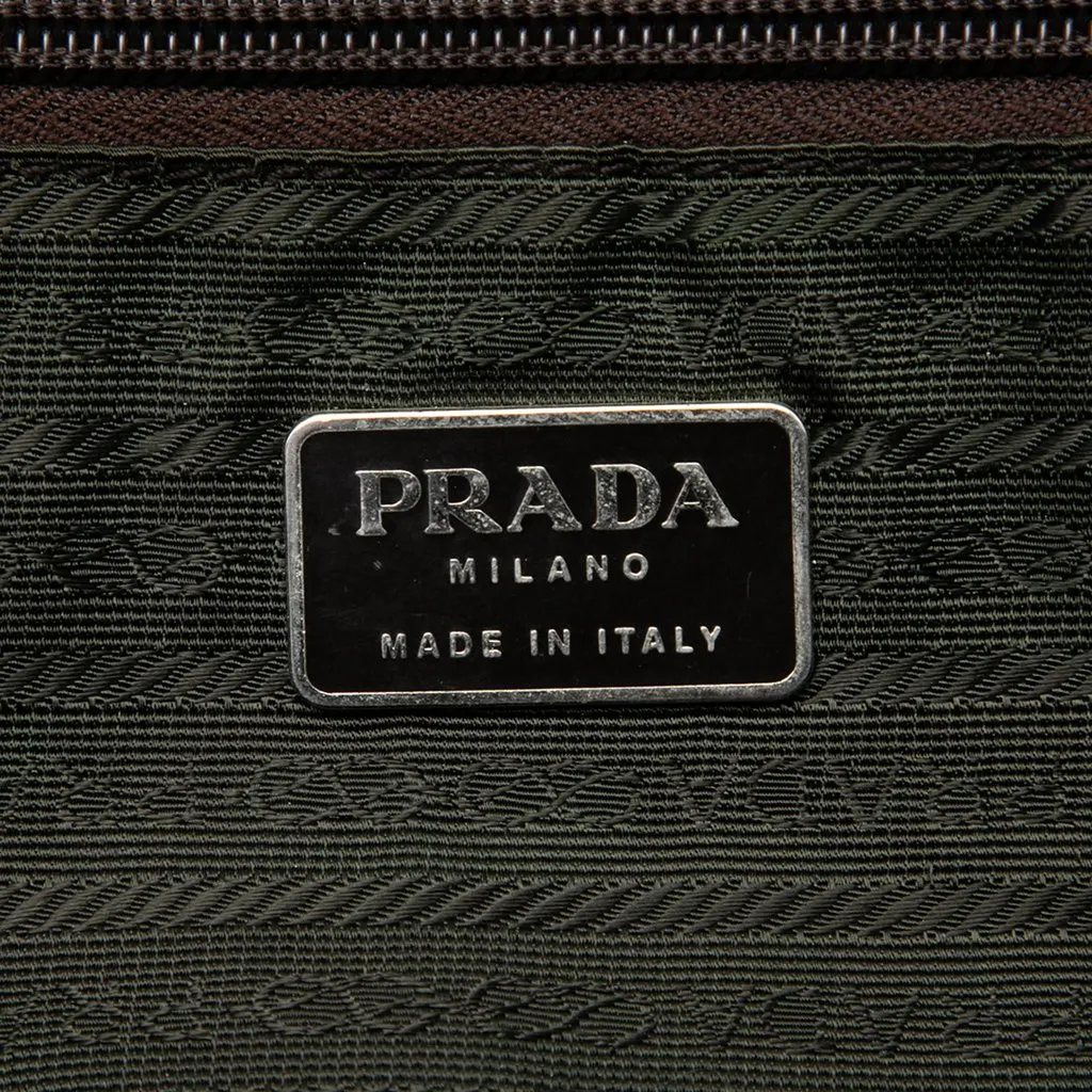 Prada Cinghiale Trimmed Canvas Canapa Bauletto Bag Brown Canvas Very good - Box View