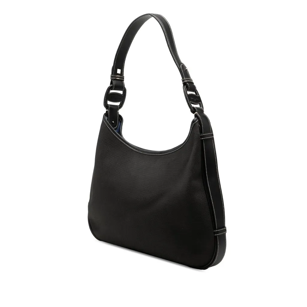 Salvatore Ferragamo Canvas and Leather Shoulder Bag Black Very good - Back View
