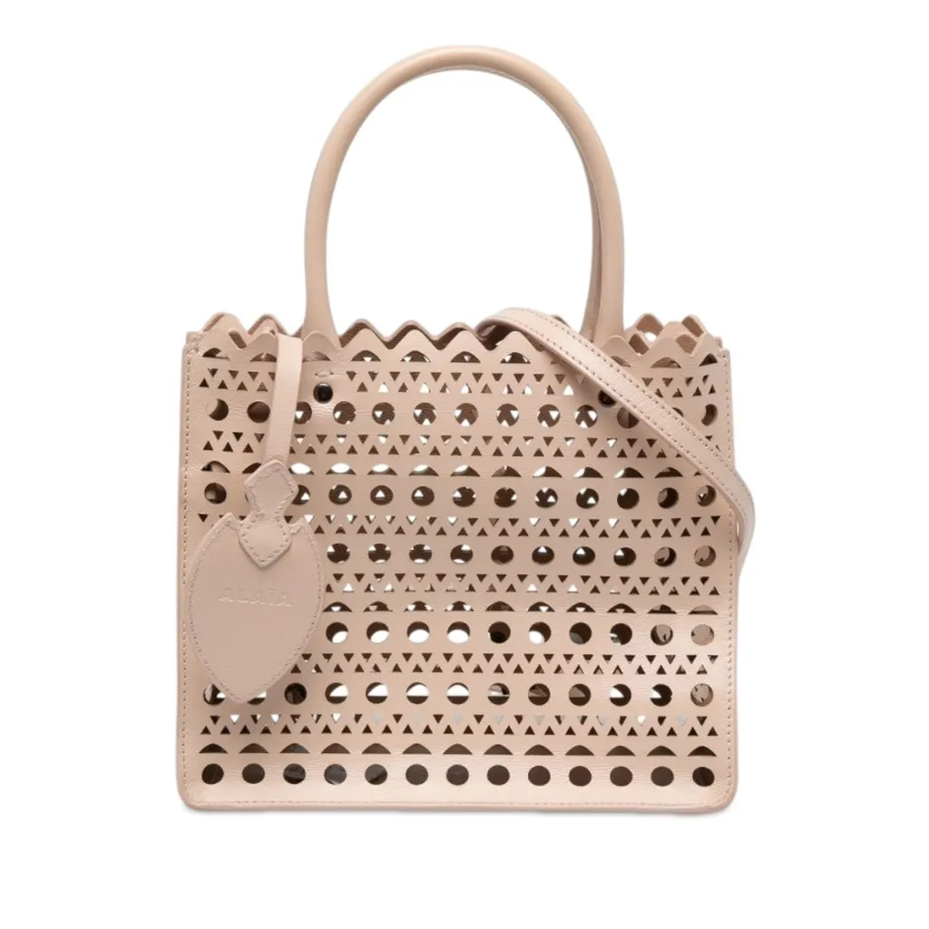Alaïa Vienne Calfskin Laser Cut Garance Tote 20 Brown Leather Very good - Front View