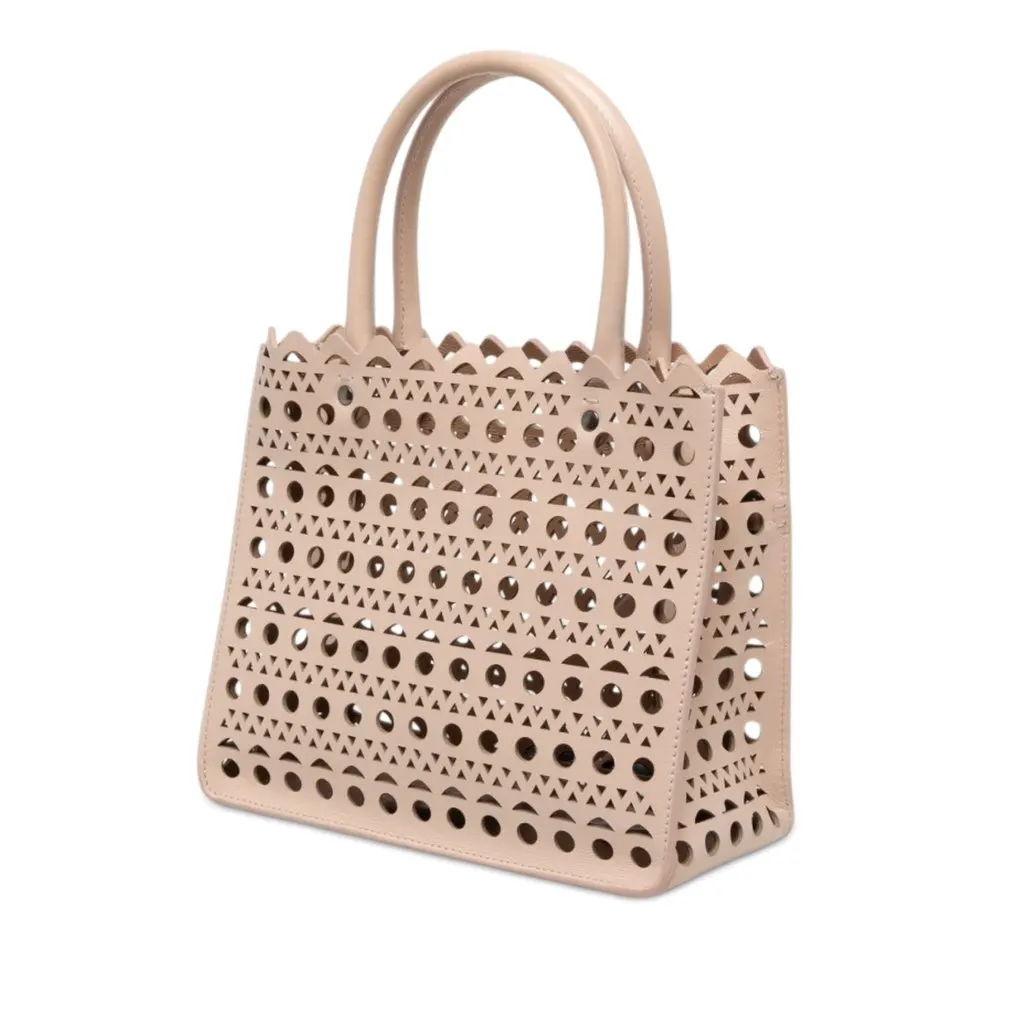 Alaïa Vienne Calfskin Laser Cut Garance Tote 20 Brown Leather Very good - Back View