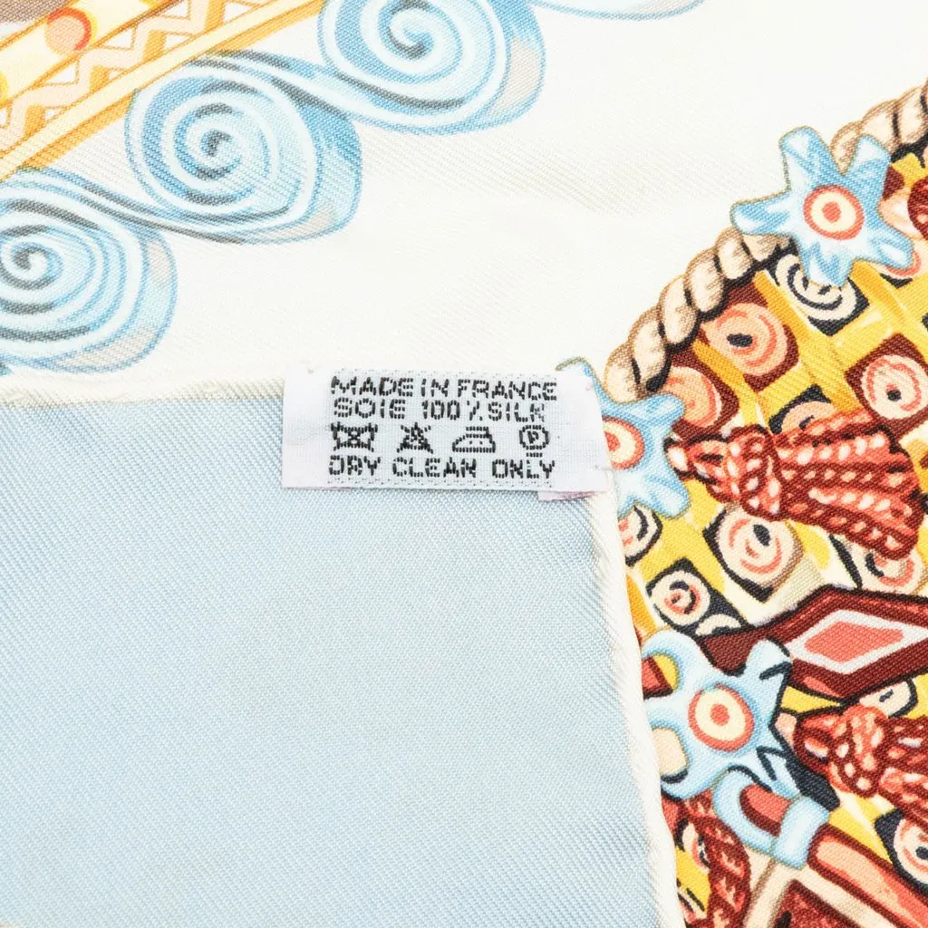 Hermès Paperoles Silk Scarf 90 White Very good - Box View