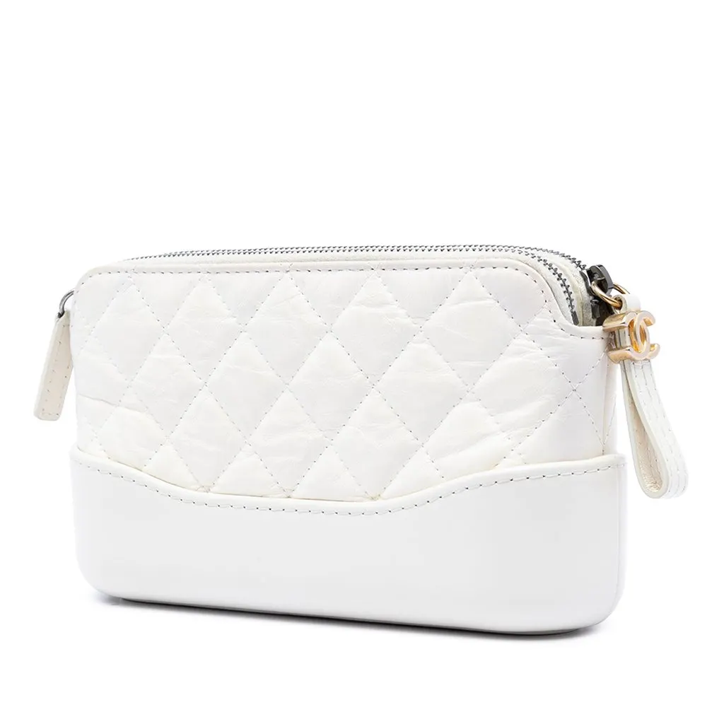 Chanel Quilted Aged Calfskin Gabrielle Clutch With Chain White Leather Very good - Back View