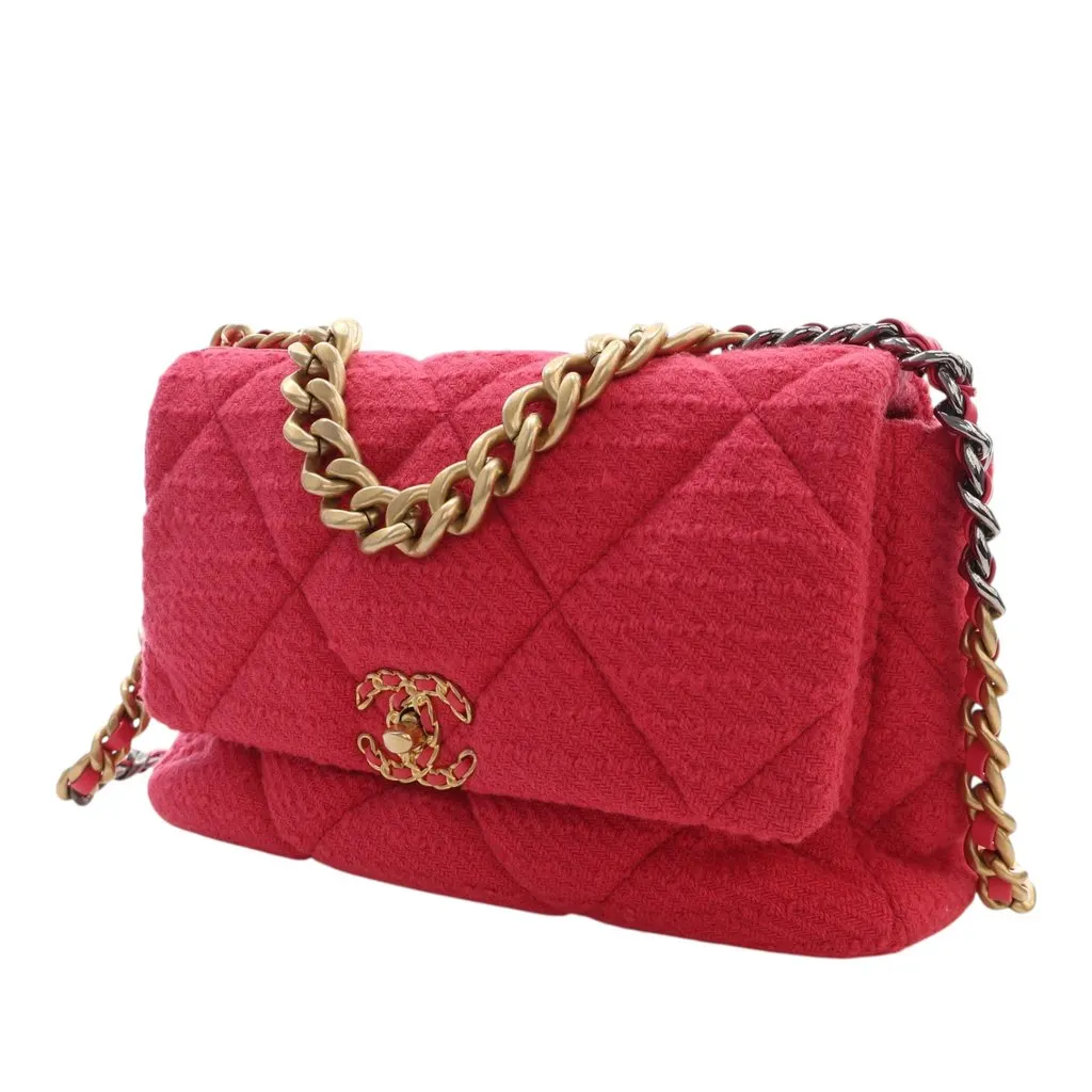 Chanel Large Tweed 19 Flap Pink Tweed Very good - Inside View