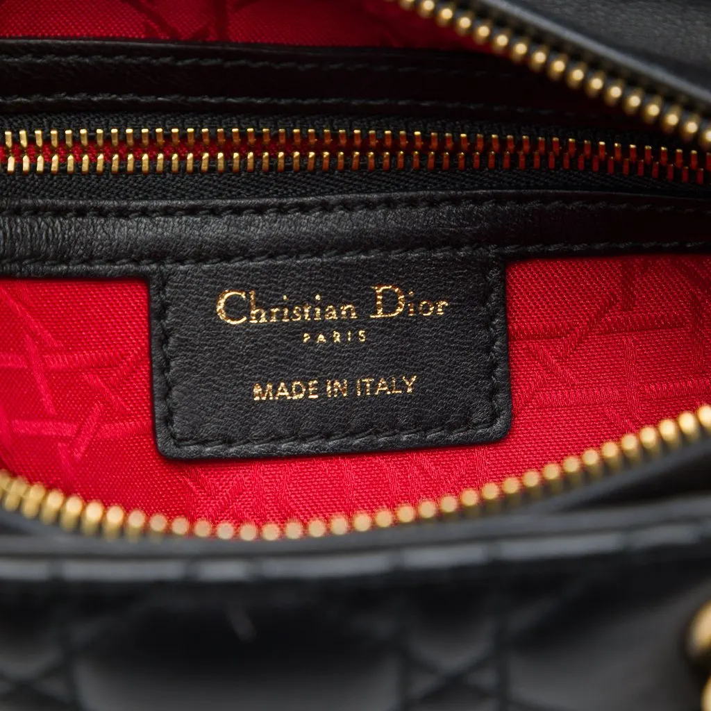Dior Medium Lambskin Cannage Lady Dior Black Leather Very good - Box View