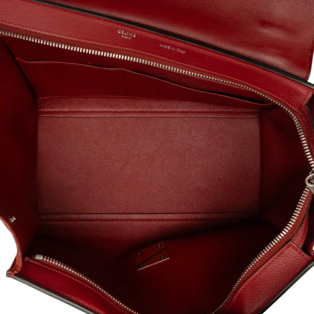 Celine Small Drummed Calfskin and Suede Trapeze Satchel Red Leather Very good - Model View