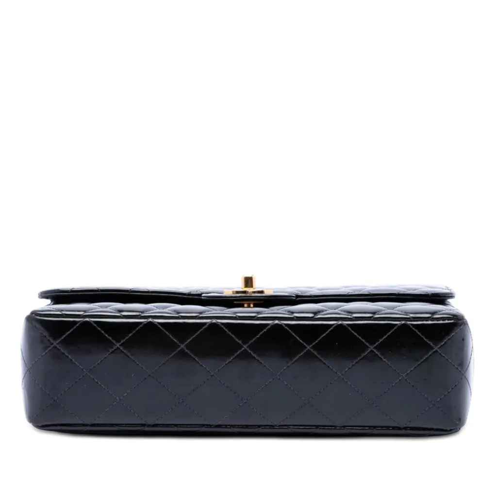 Chanel Medium CC Quilted Patent Rectangular Kelly Top Handle Bag Black Leather Very good - Inside View