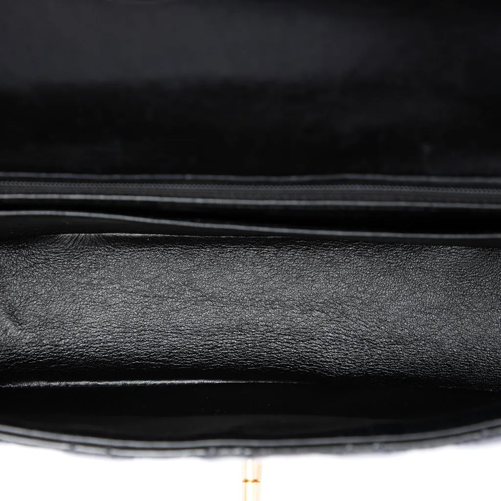 Chanel Medium CC Quilted Patent Rectangular Kelly Top Handle Bag Black Leather Very good - Model View
