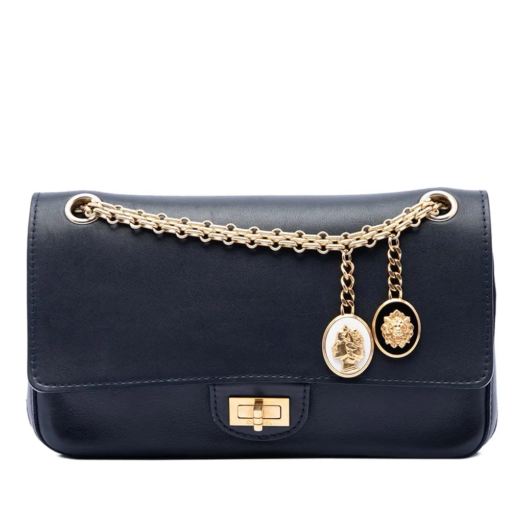 Chanel Calfskin Reissue 2.55 Medallion Nude Double Flap 225 Blue Leather Very good - Front View