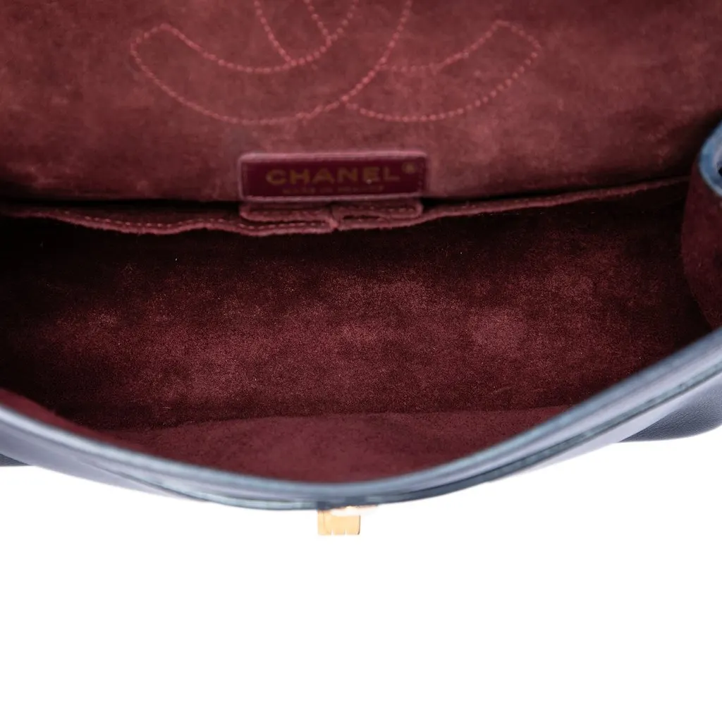 Chanel Calfskin Reissue 2.55 Medallion Nude Double Flap 225 Blue Leather Very good - Model View