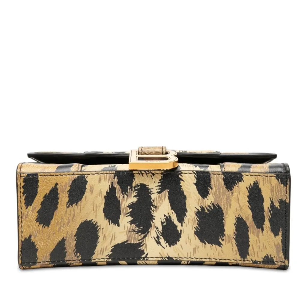 Balenciaga Calfskin Leopard Print Hourglass Top Handle Bag XS Brown Leather Very good - Inside View