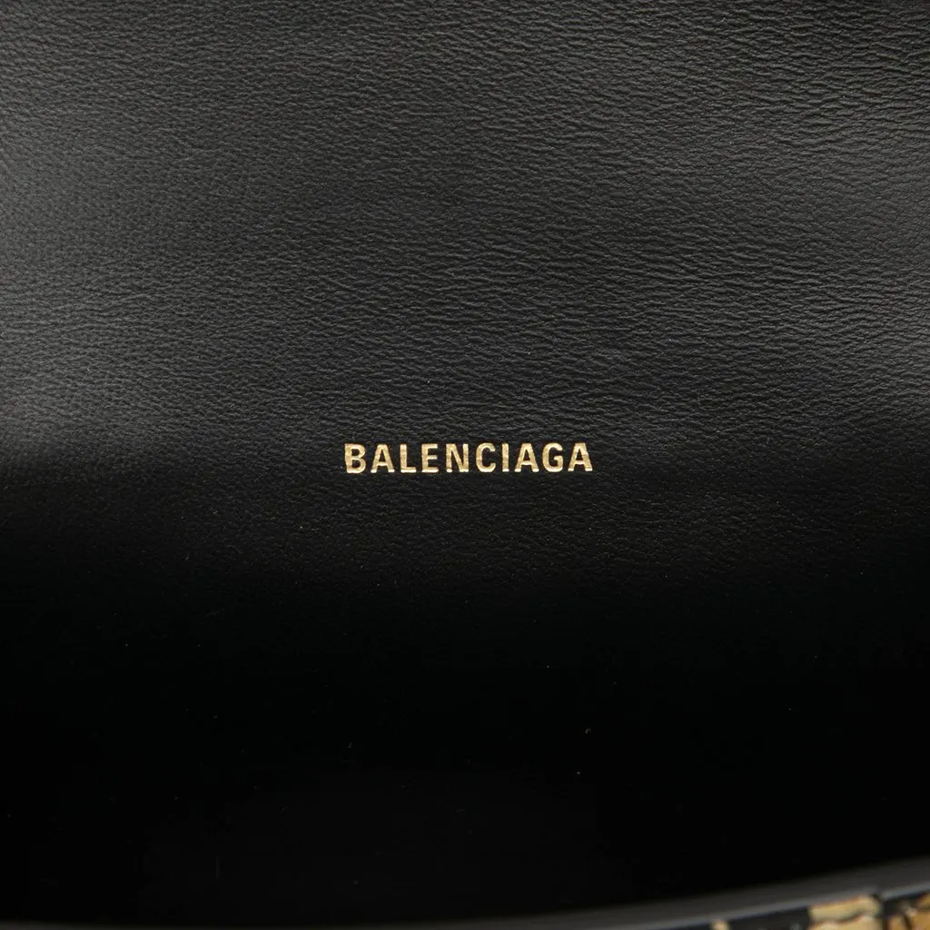 Balenciaga Calfskin Leopard Print Hourglass Top Handle Bag XS Brown Leather Very good - Box View