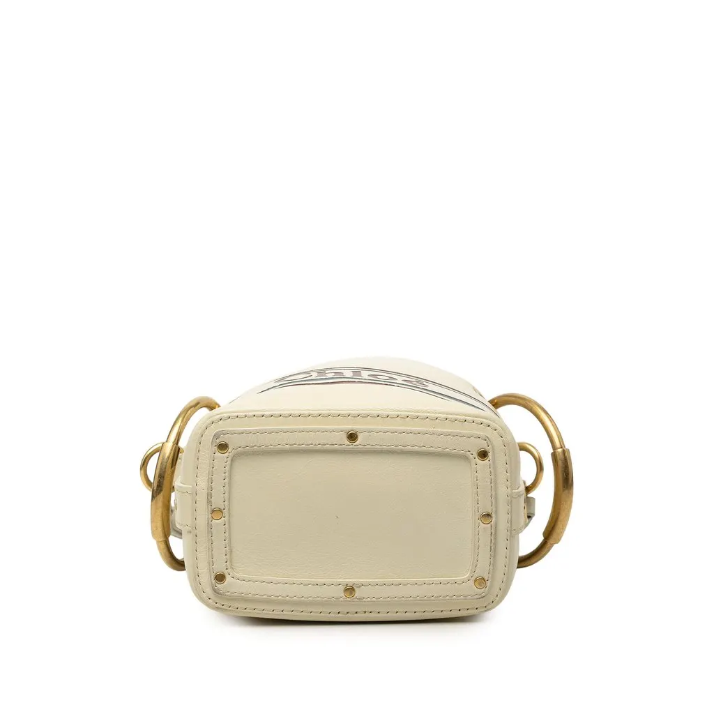 Chloé Mini Calfskin Roy Logo Bucket Bag White Leather Good - Inside View