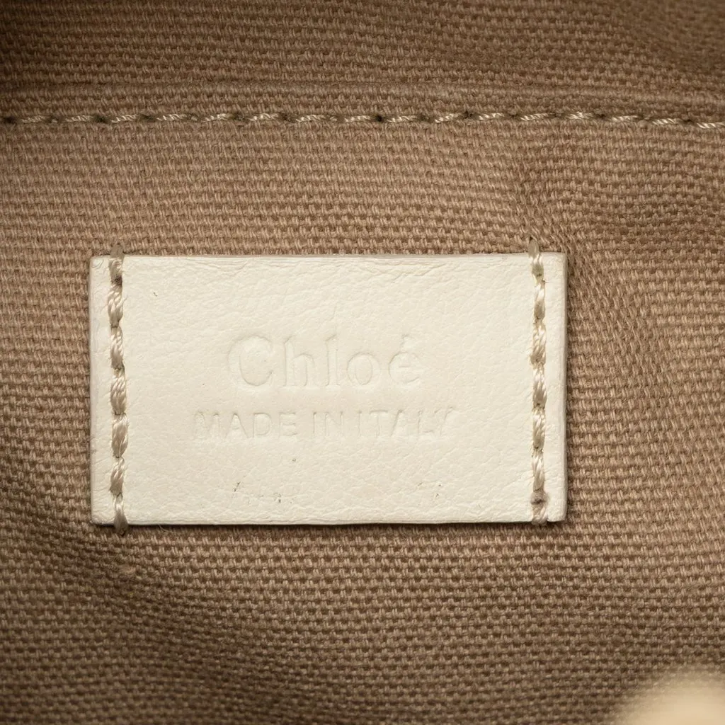Chloé Mini Calfskin Roy Logo Bucket Bag White Leather Good - Box View