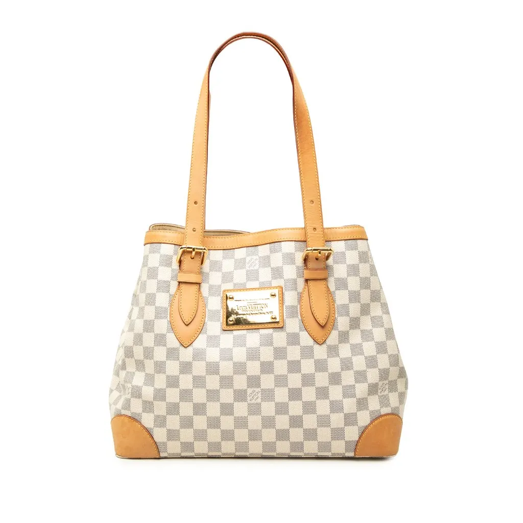 Louis Vuitton Damier Azur Hampstead MM White Canvas Good - Front View
