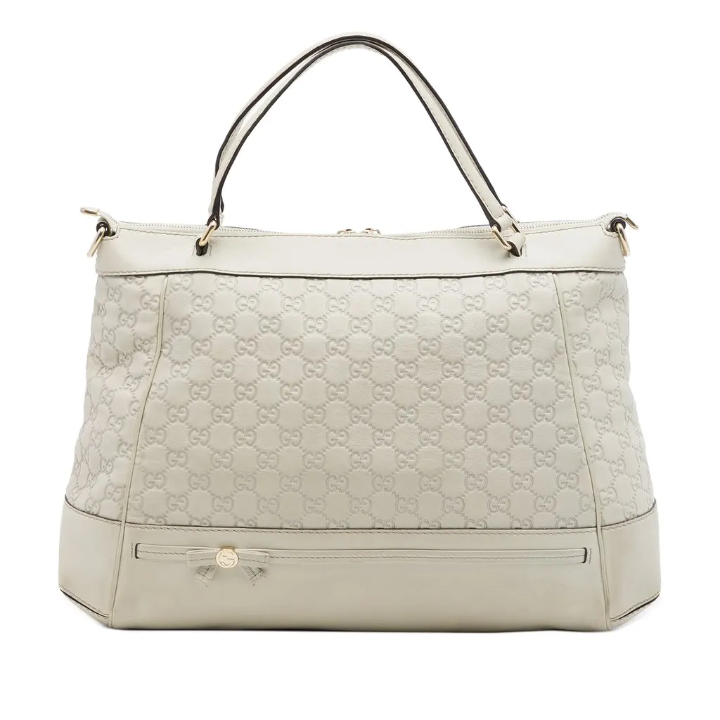Gucci Guccissima Mayfair Satchel White Leather Very good - Front View