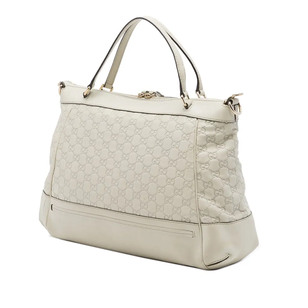 Gucci Guccissima Mayfair Satchel White Leather Very good - Back View
