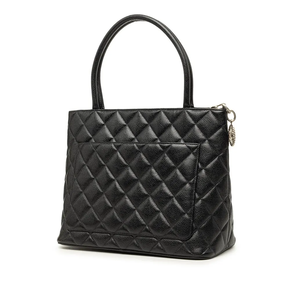 Chanel Caviar Medallion Tote Black Leather Very good - Back View
