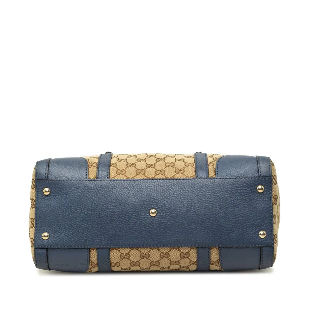 Gucci Medium GG Canvas Belted Boston Bag Beige Canvas Good - Inside View