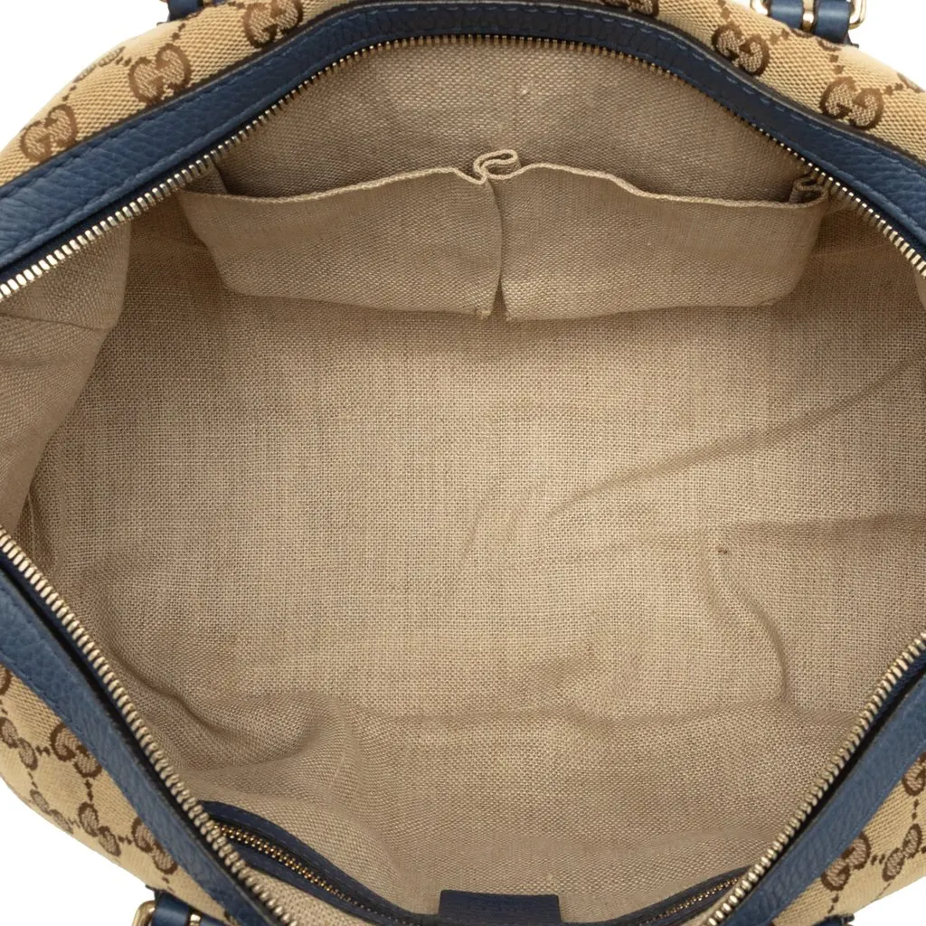 Gucci Medium GG Canvas Belted Boston Bag Beige Canvas Good - Model View
