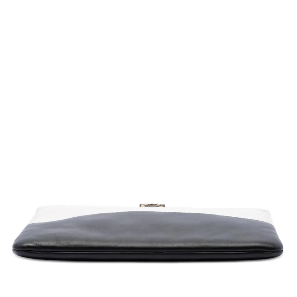 Chanel Medium Bicolor Goatskin Boy O Case Clutch Black Leather Very good - Inside View