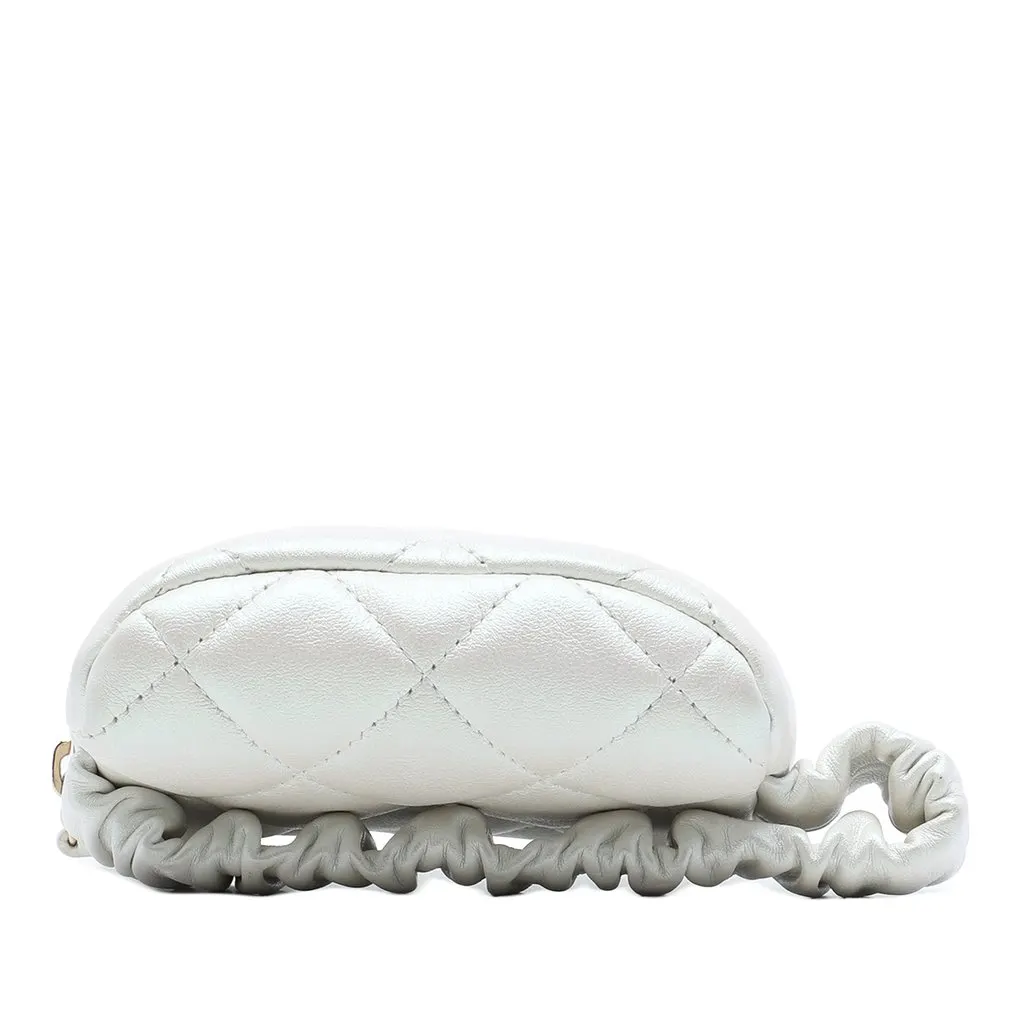 Chanel CC Quilted Lambskin Arm Coin Purse White Leather Very good - Inside View