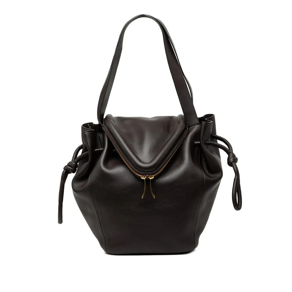 Bottega Veneta Large Leather Beak Tote Brown Leather Very good - Front View