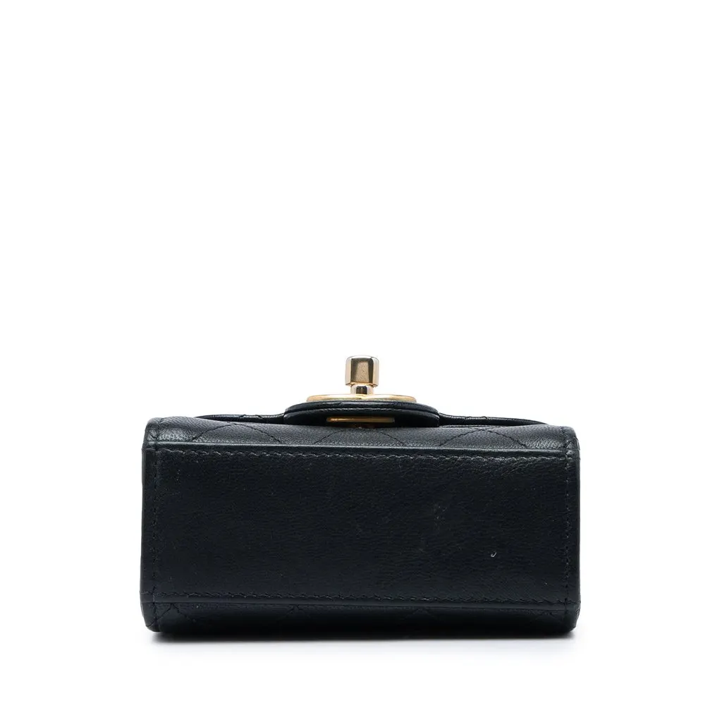 Chanel Mini Goatskin Chic Pearls Clutch On Chain Black Leather Very good - Inside View