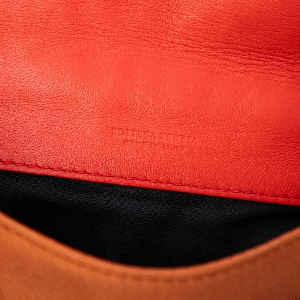 Bottega Veneta Nappa Intrecciato Trimmed Nylon High Tech Crossbody Orange Very good - Box View