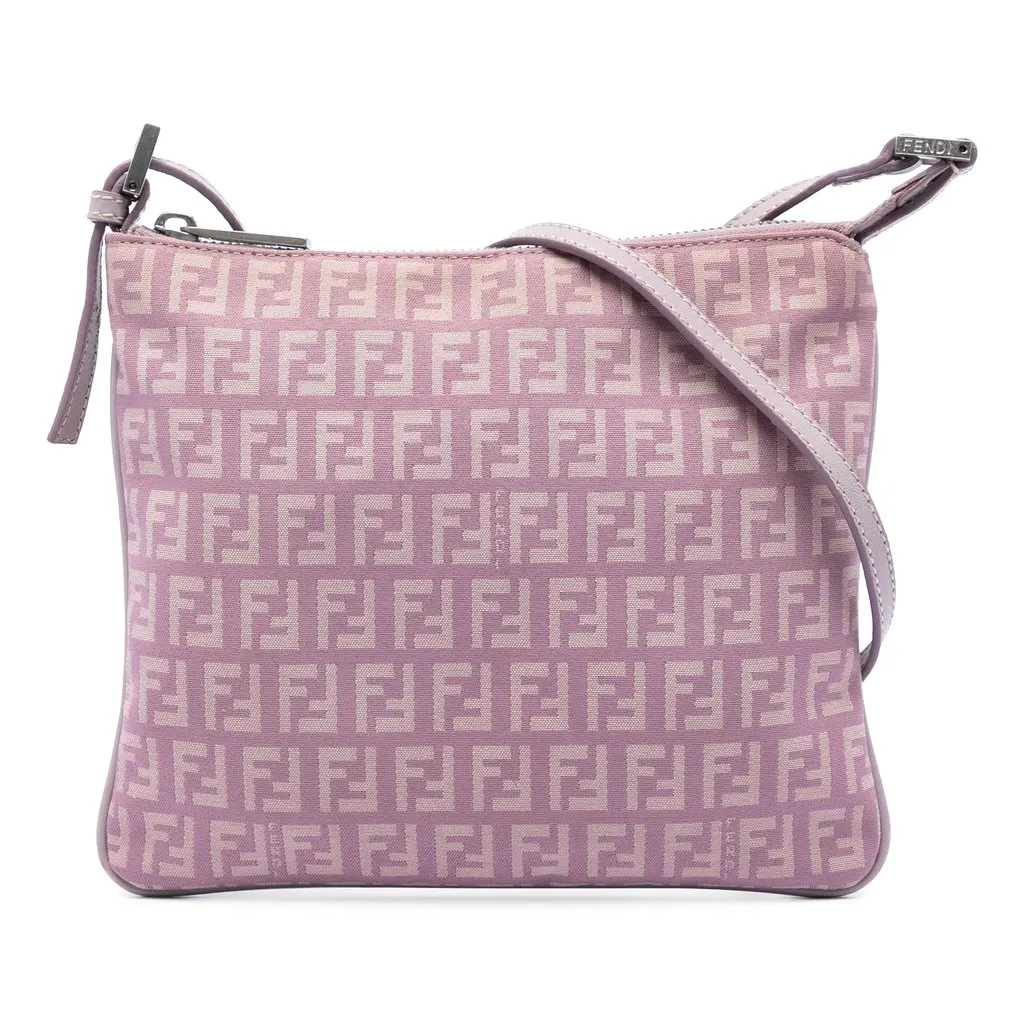 Fendi Zucchino Canvas Crossbody Pink Very good - Front View