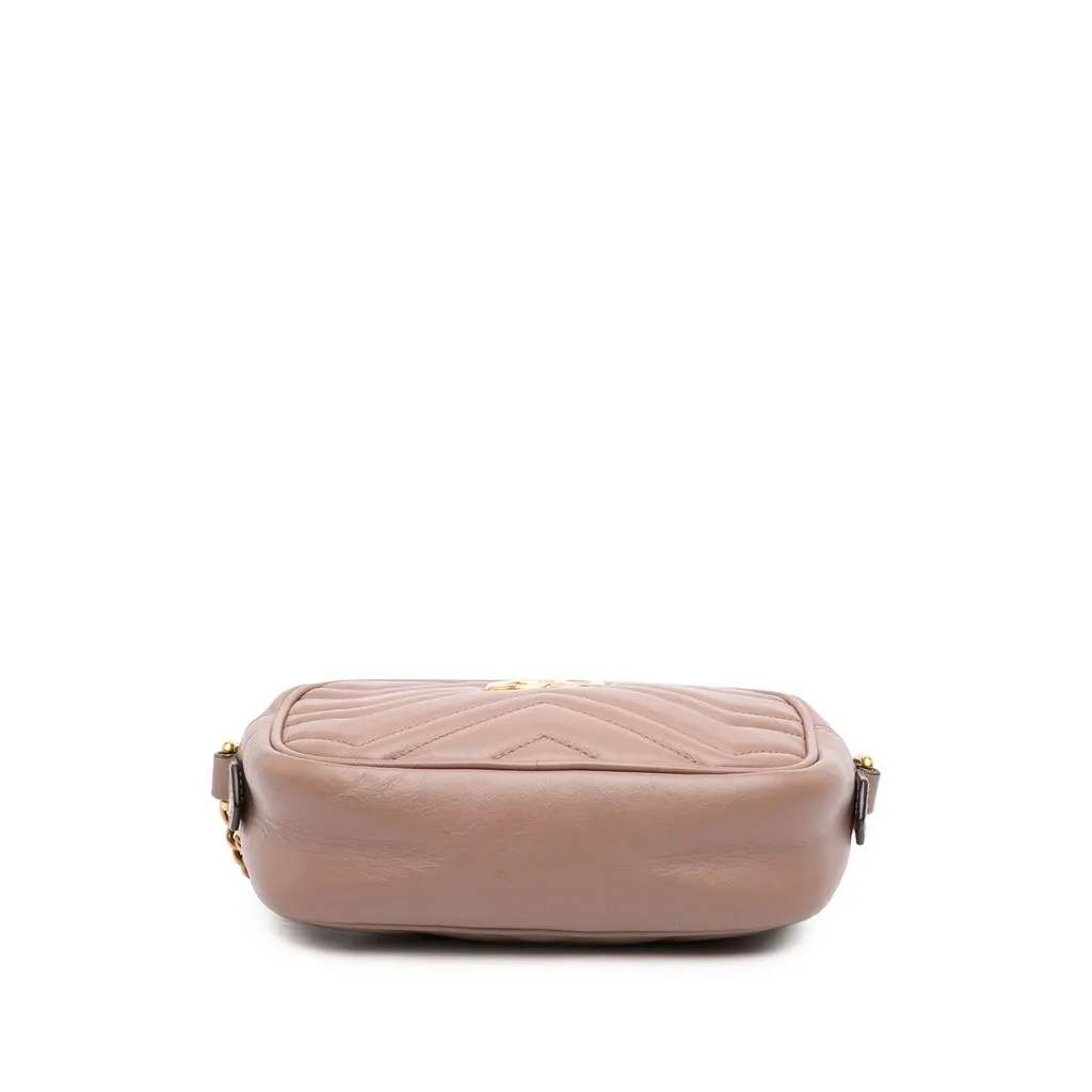 Gucci Mini GG Marmont Matelasse Calfskin Crossbody Brown Leather Good - Inside View