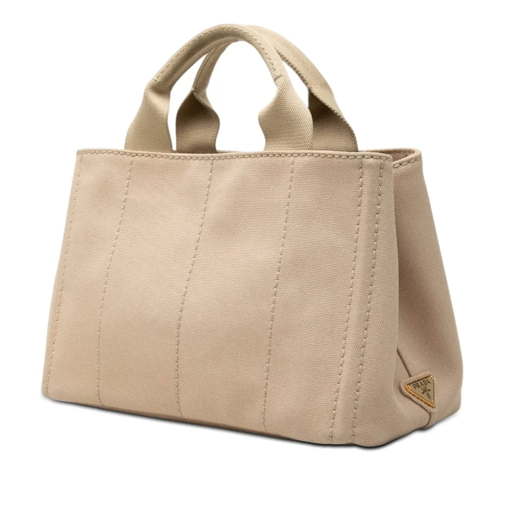Prada Small Canvas Canapa Logo Tote Beige Very good - Back View