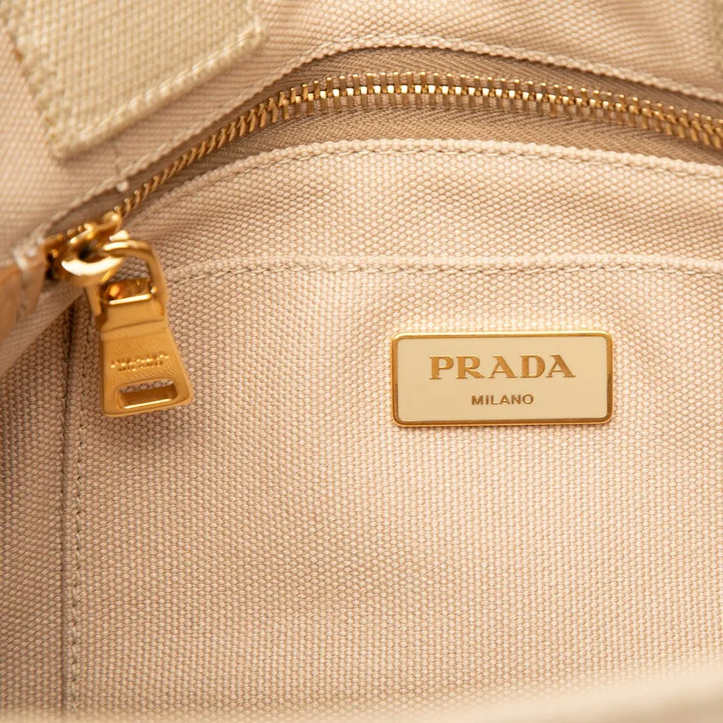 Prada Small Canvas Canapa Logo Tote Beige Very good - Box View