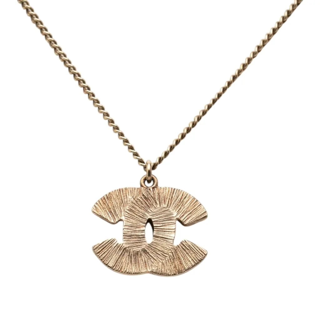 Chanel CC Gold Plated Enamel Pendant Necklace Gold Metal Very good - Inside View